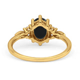Antique Style Oval Natural Black Onyx Art Deco Engagement Ring