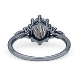 Antique Style Oval Natural Rutilated Quartz Art Deco Engagement Ring