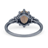 Antique Style Oval Natural Smoky Quartz Art Deco Engagement Ring