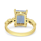 Art Deco Vintage Emerald Cut Natural Aquamarine Engagement Ring