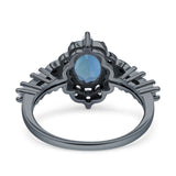 Halo Art Deco Oval Lab Alexandrite Engagement Ring