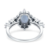 Halo Art Deco Oval Natural Aquamarine Engagement Ring