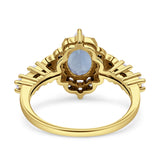 Halo Art Deco Oval Natural Aquamarine Engagement Ring