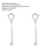 14K Solid White Gold Drop Dangle Trendy Round Diamond Earring