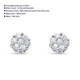 Solid 14K Gold 5.75mm Round Flower Cluster Diamond Stud Earrings Screw Back