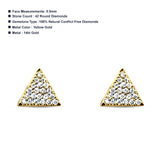 Solid 14K Gold 5.5mm Triangle Round Diamond Stud Earrings Push Back