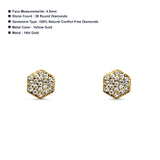 Diamond Stud Earrings Minimalist Hexagon 14K Gold 0.08ct