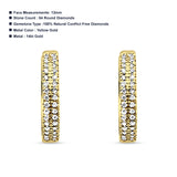 Diamond Huggie Hoop Earrings Trendy 14K Gold 0.13ct