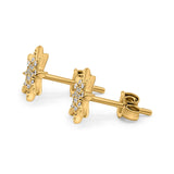 14K Gold .06ct 8mm Trendy Starburst Diamond Engagement Wedding Stud Earrings