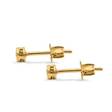 14K Gold 0.09ct 3.5mm Round Diamond Engagement Wedding Bezel Solitaire Stud Earrings