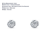 Solid 14K Gold 3.4mm Round Diamond Stud Earrings Push Back Lovely Earring