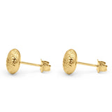 14K Yellow Gold Diamond Cut Hammered Style Round Studs Earring 7mm Best Birthday Or Anniversary Gift