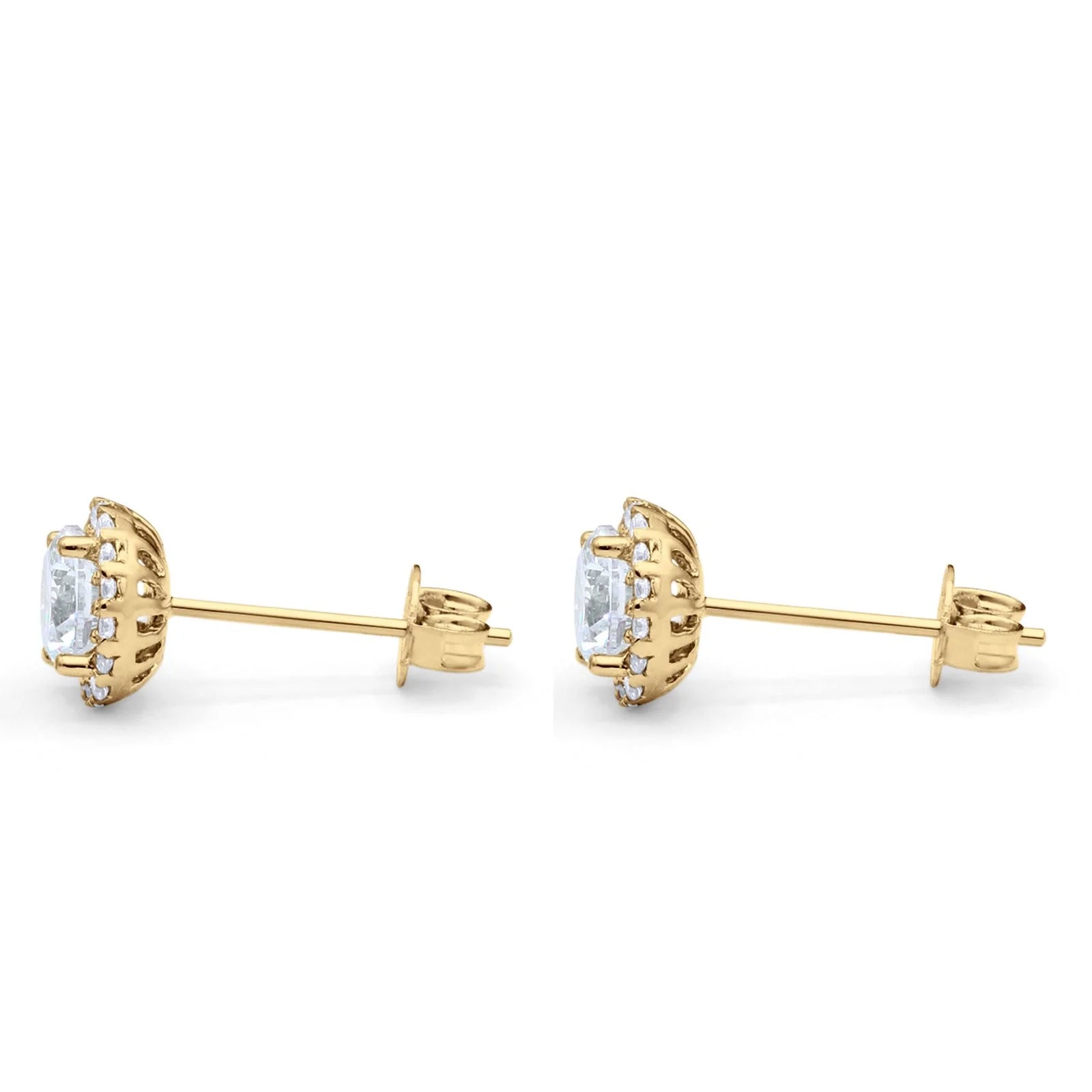 14K Yellow Gold Solid Round Post Studs Earring for Women and Girls 6mm