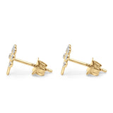 14K Gold Two Tone Solid Tree Tiny Studs Earring for Women and Girls 8mm