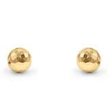 14K Yellow Gold Hammered Finish Tiny Ball Post Stud Earring For Women Or Girls 7mm