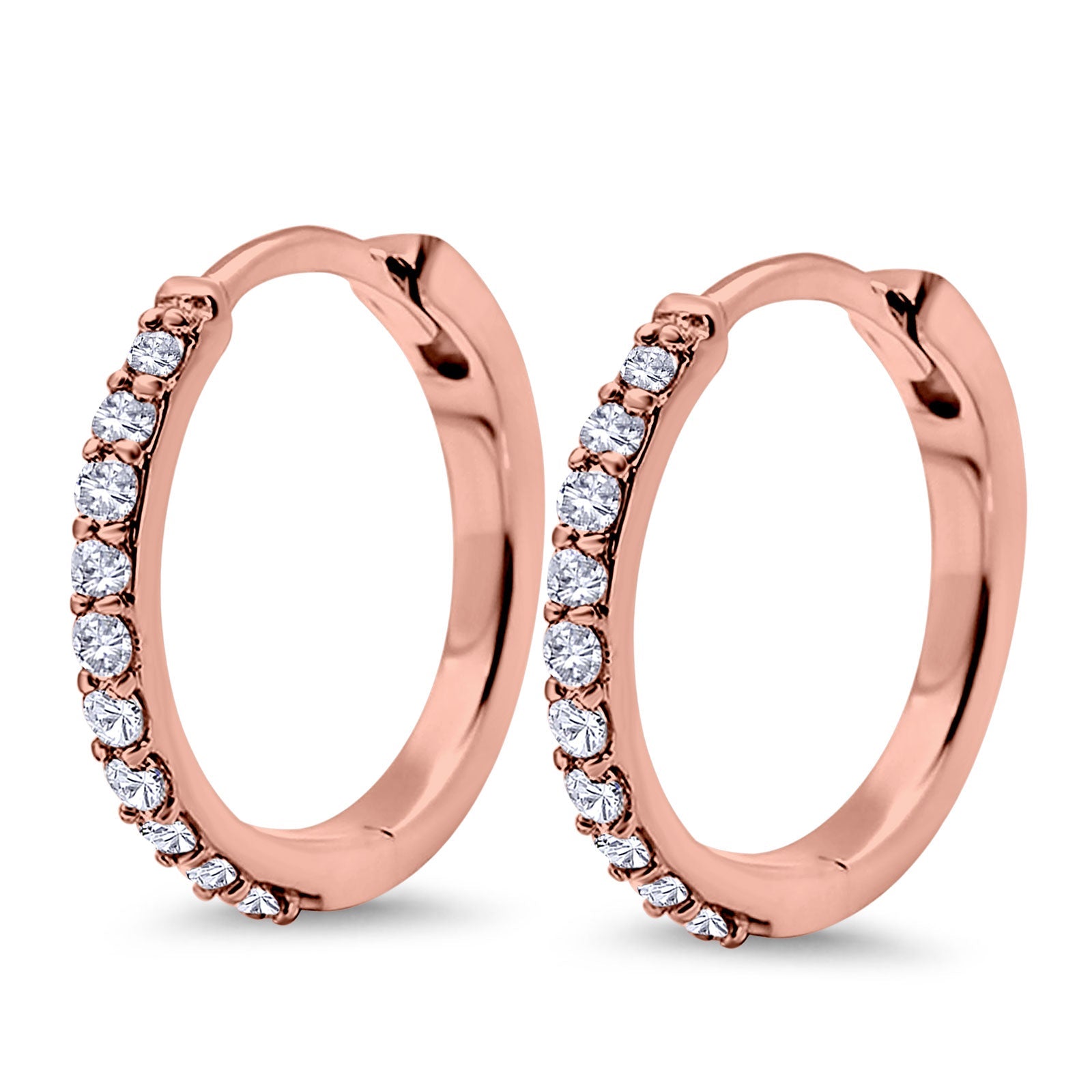 14K Gold .34ct G SI 20mm Hoop Huggie Diamond Engagement Wedding Earrings