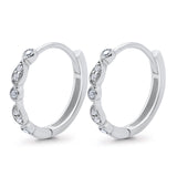 14K Gold .14ct G SI 20mm Antique Style Hoop Huggie Diamond Engagement Wedding Earrings