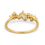 Verlobungsringe aus 14-karätigem Gold mit ovalem künstlichem Zirkonia im Art-déco-Stil