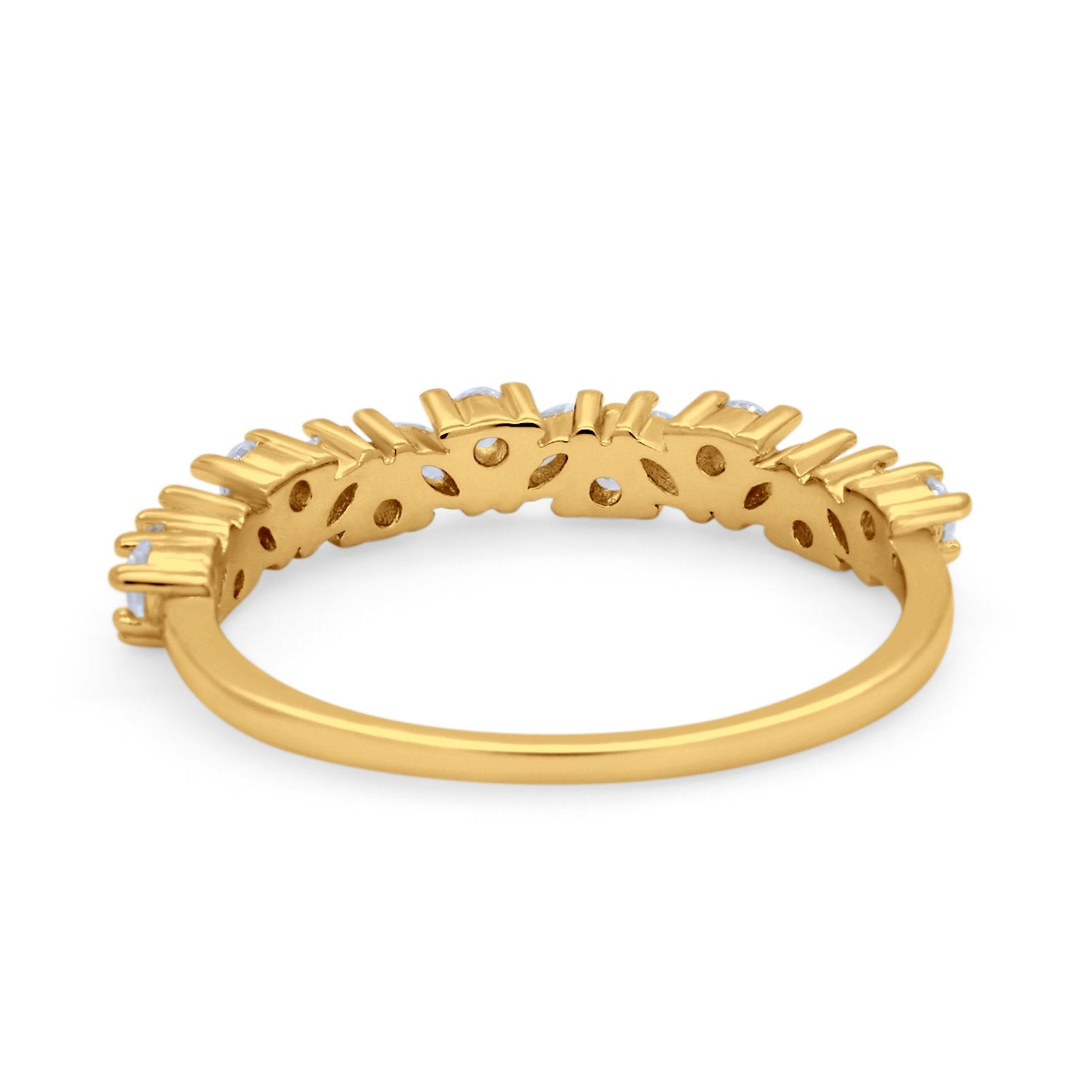14K Gold Art Deco Wedding Eternity Band Marquise & Round Shape Simulated CZ Rings