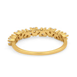 Art-Déco-Hochzeitsring aus 14 Karat Gold mit Marquise- und runden simulierten CZ-Ringen