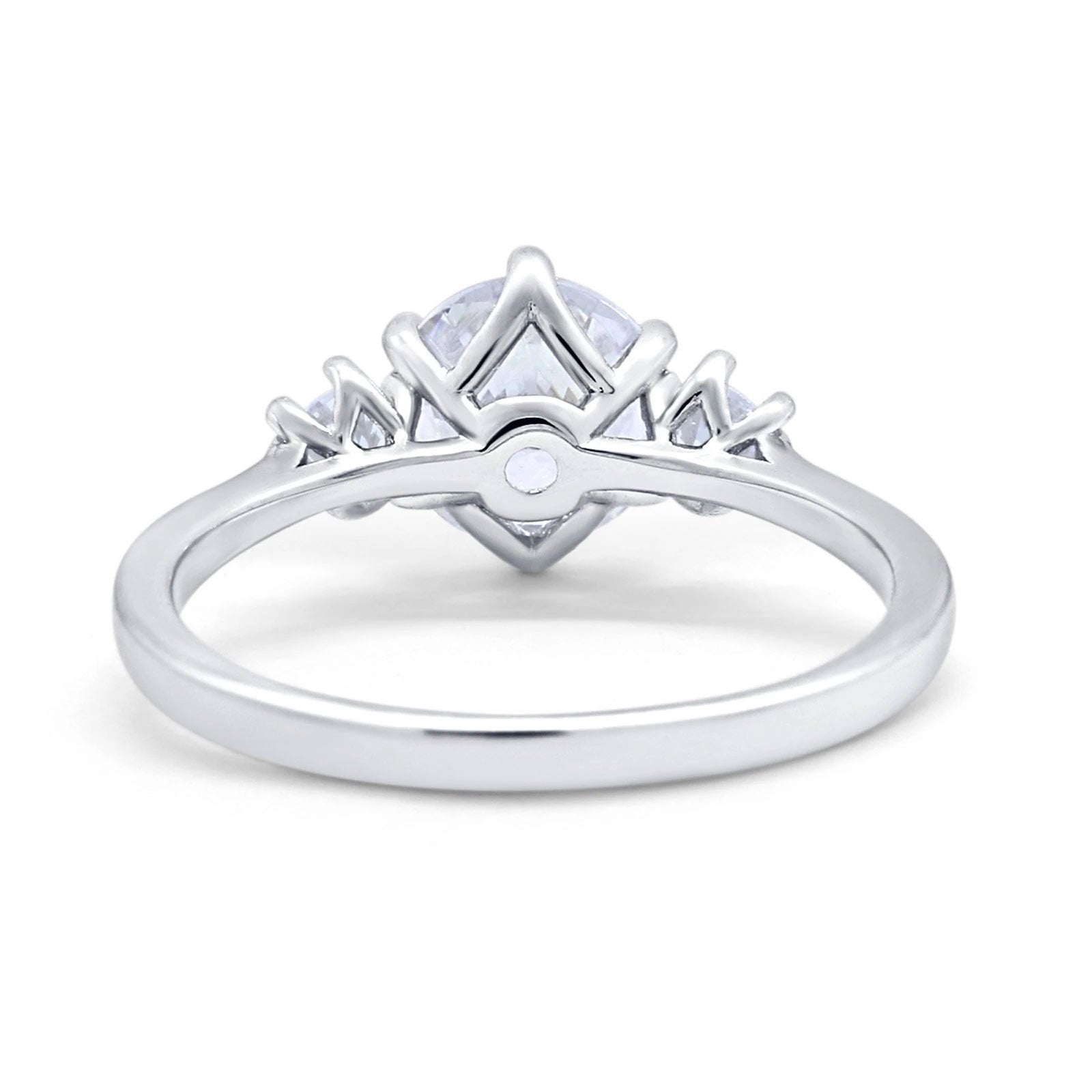 14K Gold Three Stone Wedding Engagement Bridal Ring Round Shape Simulated Cubic Zirconia