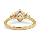 14 Karat Gold, drei Steine, für Hochzeit, Verlobung, Brautring, runde Form, künstlicher Zirkonia