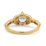 14K Gold Art Deco runder simulierter Zirkonia-Hochzeits-Brautring