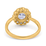 14K Gold Vintage Floral ovale Form simulierter Zirkonia Braut Hochzeit Verlobungsring