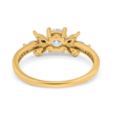 14K Gold Art Deco Engagement Bridal Ring Marquise & Round Shape Simulated Cubic Zirconia