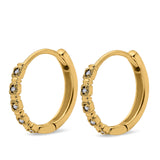14K Gold .07ct Diamond Hoop Huggie Earrings