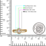 Ovaler Halo-Cluster-Diamant-Ehering, 10 Karat Gold, 0,25 ct