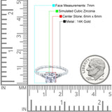 14K Gold Art Deco Kissenform Drei-Stein-Brautsimulations-Zirkonia-Hochzeits-Verlobungsring