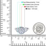 14K Gold Celtic Halo Art Deco Round Shape Simulated CZ Wedding Engagement Ring