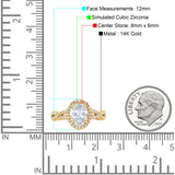 14K Gold Halo Infinity Shank Oval Shape Solid Bridal Simulated Cubic Zirconia Wedding Engagement Ring