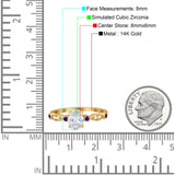 14K Gold Vintage Style Oval Shape Bridal Amethyst Simulated Cubic Zirconia Wedding Engagement Ring