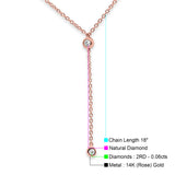 14K Gold 0.06ct Round Diamond Drop Lariat Pendant Necklace 18" Long