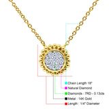 14K Gold .13ct G SI Round Diamond Solitaire Pendant Necklace 18" Chain