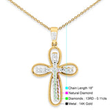 14K Gold 0.11ct Diamond Filigree Star Pendant Necklace 18" Long