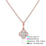 14K Gold 0.09ct Antique Flower Diamond Pendant Necklace 18" Long