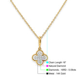 14K Gold 0.09ct Antique Flower Diamond Pendant Necklace 18" Long