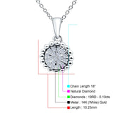 14K Gold .10ct G SI Round Diamond Celestial Pendant Necklace 18" Chain