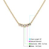 14K Gold 0.21ct Diamond 5 Stone Pendant Necklace 18" Long