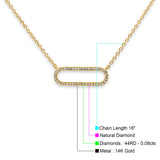 14K Gold 0,08ct Diamant Oval Moderne Halskette 16"+1" Ext