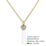 14K Gold 0.05ct Diamond Heart Pendant Necklace 18" Long