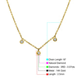 Halskette mit Lünettenanhänger aus 14-karätigem Gold, 0,07 Karat Diamant, 45,7 cm lang