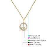 Peace-Zeichen-Halskette mit Diamant-Anhänger, 14 Karat Gold, 0,08 ct