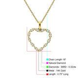 Heart Necklace Diamond Pendant 14K Gold 0.32ct