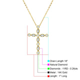 Diamond Cross Pendant Necklace 14K Gold 0.26ct