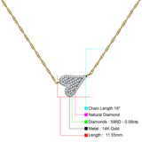 Seitliche Herz-Diamant-Halskette, 14 Karat Gold, 0,09 ct