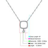 Hängende Diamant-Halskette im Kissenschliff, 14 Karat Gold, 0,09 ct